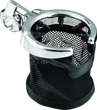 Kuryakyn Drink Holder with Mesh Basket 1 inch Clamp Chrome
