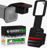 Rhino USA 2In American Flag Hitch Cover - Black & Red